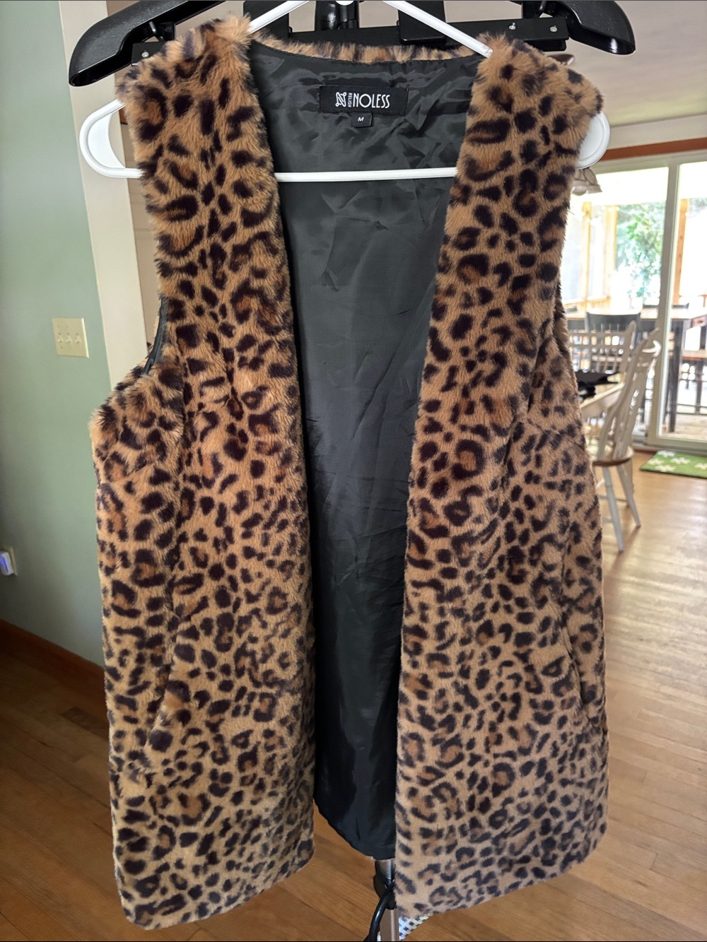 Leopard Print Faux Fur Vest - Brown